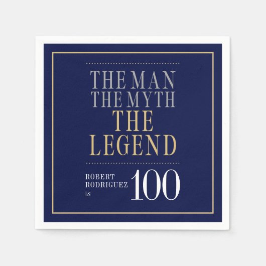 男・神話・伝説 100歳の誕生日 スタンダードカクテルナプキン (正面)