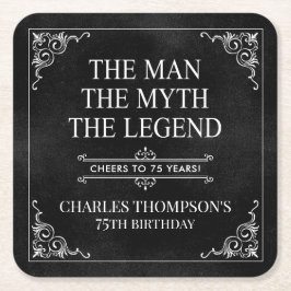 男 神話 伝説 75歳の誕生日 ブラック スクエアペーパーコースター