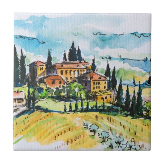 町およびヌマスギとの景色 タイル (正面)