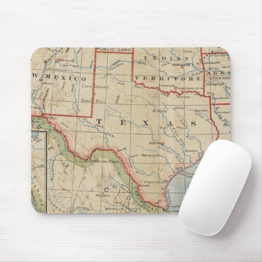 町および川-アンティーク1888年とのテキサス州の地図 マウスパッド (マウス)