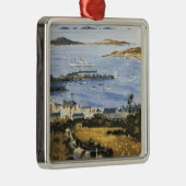 町および波止場の鉄道ポスターの空気場面 メタルオーナメント (右)