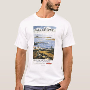 町および波止場の鉄道ポスターの空気場面 Tシャツ