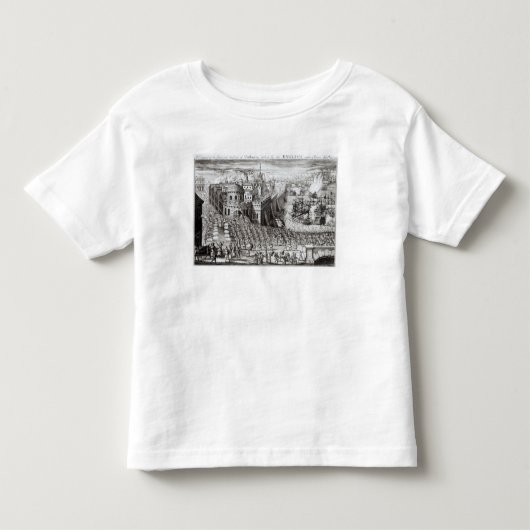 町および港の見通し トドラーTシャツ (正面)