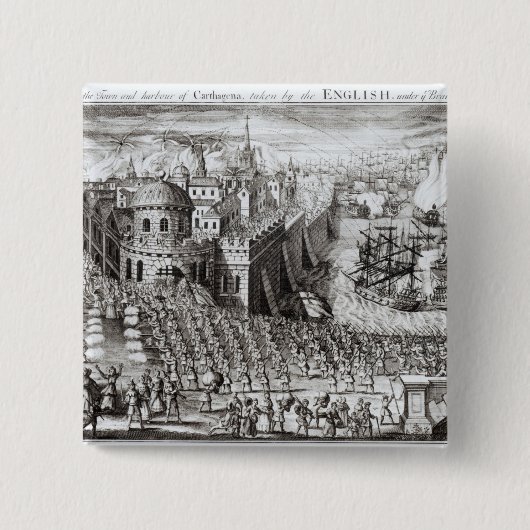 町および港の見通し 缶バッジ (正面)