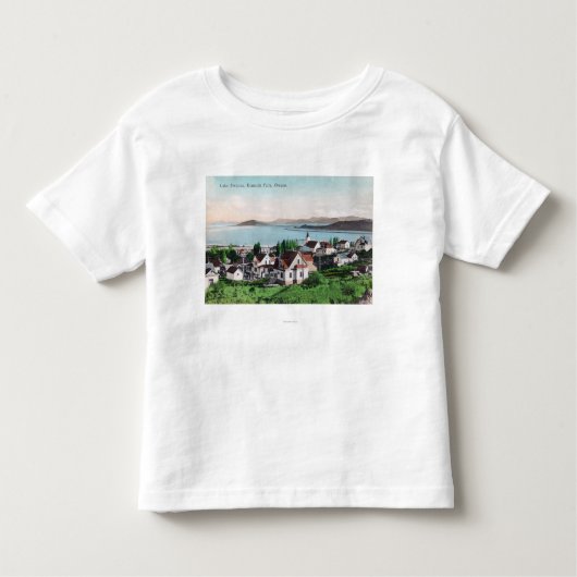 町および湖Ewaunaの空中写真 トドラーTシャツ (正面)