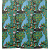 町お洒落の道路の子供 シャワーカーテン (正面)