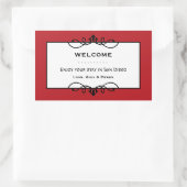 町すてきの抱き枕から出た赤い鍛鉄の枠 長方形シール (バッグ)