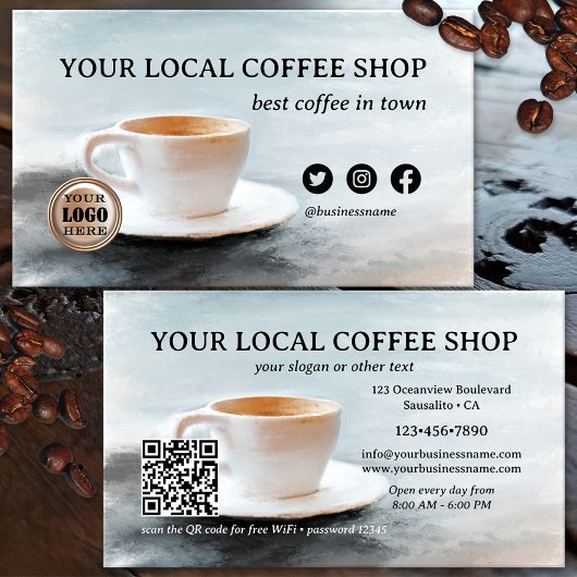 町で最高のコーヒー QR コード ファイン アート 名刺