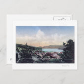 町とニューダーランド湖の空中表示 ポストカード (正面/裏面)