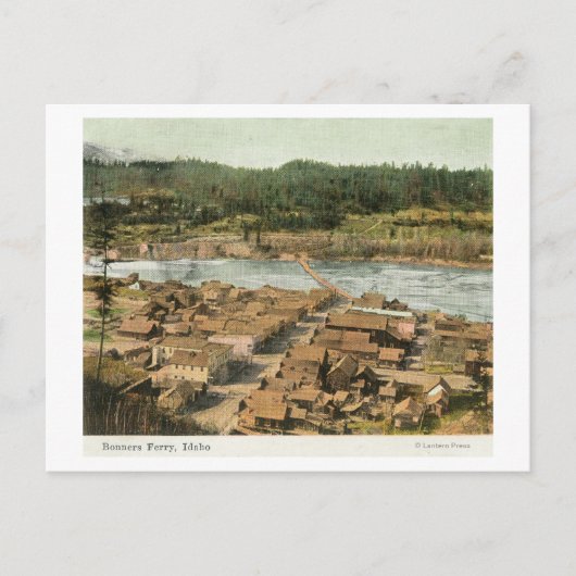 町と川の空中表示 ポストカード (正面)