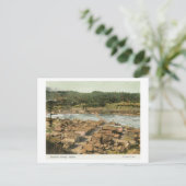 町と川の空中表示 ポストカード (スタンド正面)