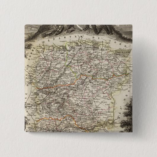 町と市は境界に沿って色を表示 缶バッジ (正面)