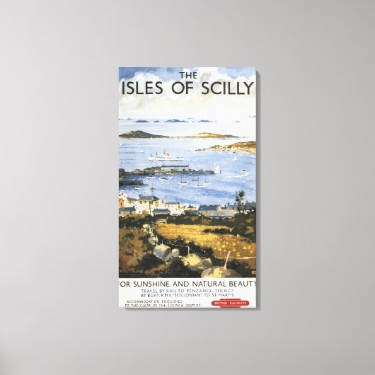 町と波止場鉄道ポスターの空中風景 キャンバスプリント (正面)