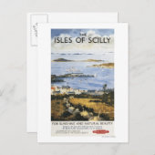 町と波止場鉄道ポスターの空中風景 ポストカード (正面/裏面)