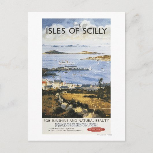 町と波止場鉄道ポスターの空中風景 ポストカード (正面)