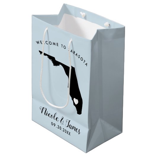 町のゲストからののためのフロリダの結婚式の歓迎のバッグ ミディアムペーパーバッグ (正面アングル)