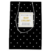 町のゲストの歓迎から結婚する黒い水玉模様 ミディアムペーパーバッグ (裏面)