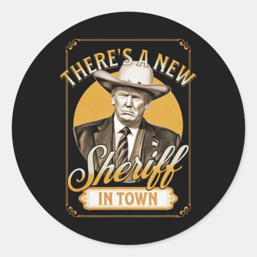 町のトランプ・パロディに新しい保安官がいる ラウンドシール (正面)