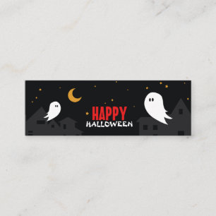 町のハロウィン幽霊のかわいい漫画 スキニー名刺