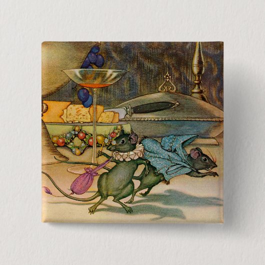 町のマウスおよび国のマウス 缶バッジ (正面)