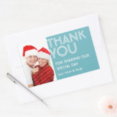 町のレーベ感謝していルから出てる大きな青結婚い写真 長方形シール (封筒)