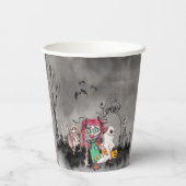 町の不気味トリックまたはトレーターのハロウィーン 紙コップ (裏面)