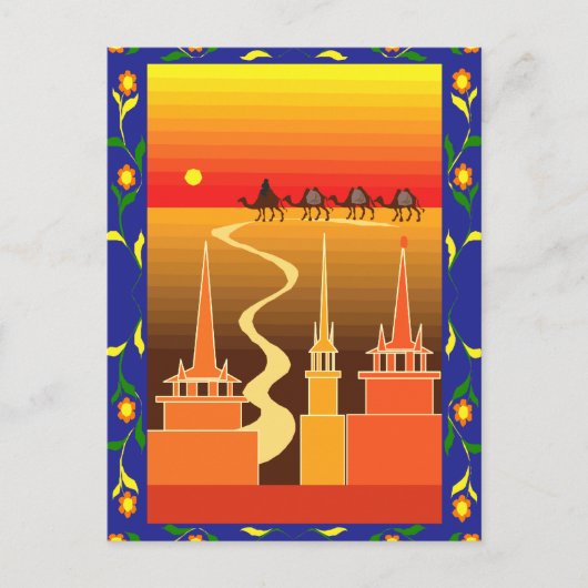 町の向こうのラクダ ポストカード (正面)