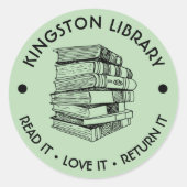 町の図書室読それが愛し返すカスタマイズの ラウンドシール (正面)