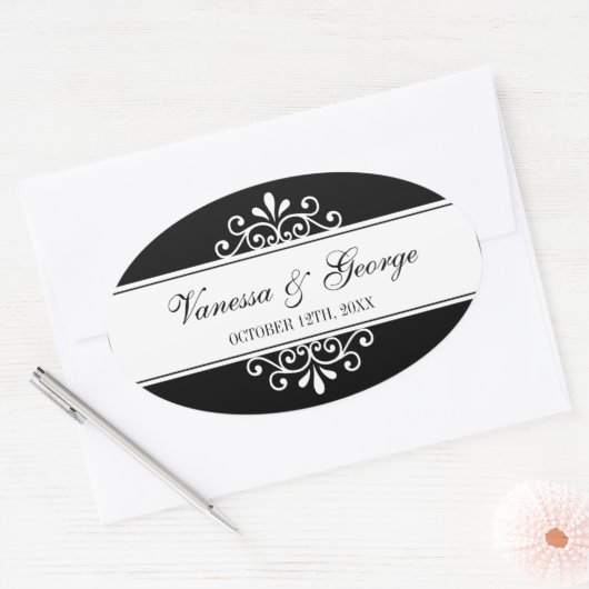 町の好意からレガル旋回ブラックオーバルの抱き枕 楕円形シール (封筒)