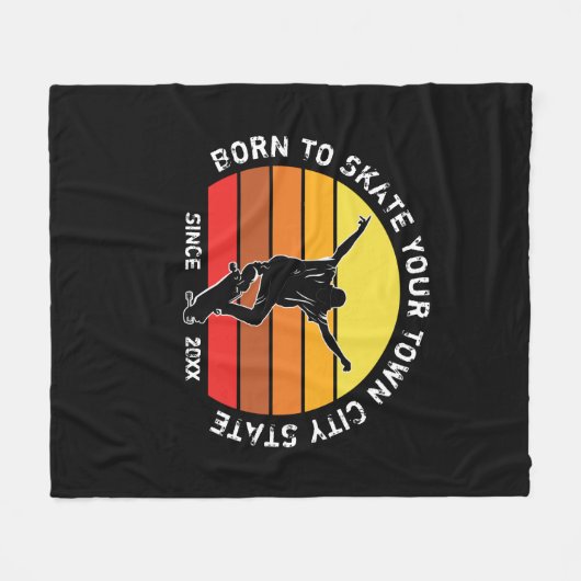 町の州年の文字を追加生まれ-  Skate フリースブランケット (正面(横))