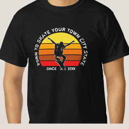 町の州年の文字を追加生まれ- Skate Tシャツ