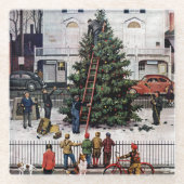 町の広場の木 ガラスコースター (正面)