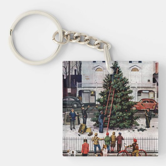 町の広場の木 キーホルダー (正面)