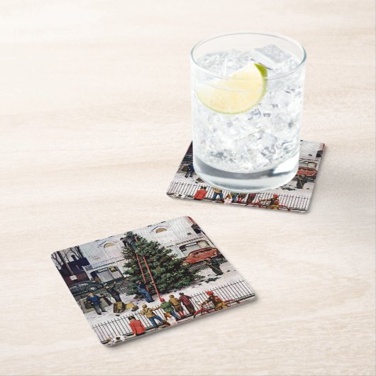 町の広場の木 スクエアペーパーコースター (インサイチュ)