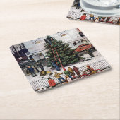 町の広場の木 スクエアペーパーコースター (アングル)