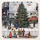 町の広場の木 スクエアペーパーコースター (正面)