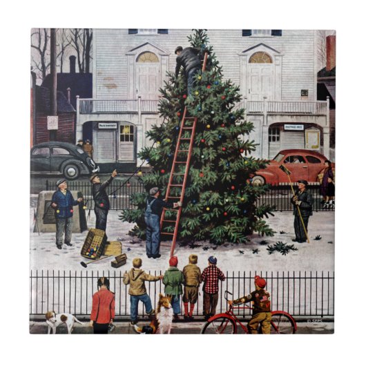 町の広場の木 タイル (正面)