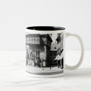 町の広場、Goslar、c.1910の古いホテル ツートーンマグカップ