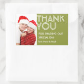 町の感謝していラベルの外の大きな緑の写真結婚 長方形シール (バッグ)