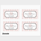 町の抱き枕からモノグラムピンクダマスクフレーム 長方形シール (シート)