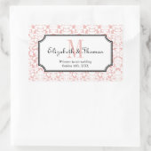 町の抱き枕からモノグラムピンクダマスクフレーム 長方形シール (バッグ)