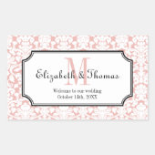 町の抱き枕からモノグラムピンクダマスクフレーム 長方形シール (正面)