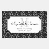 町の抱き枕からモノグラム黒ダマスクフレーム 長方形シール (正面)