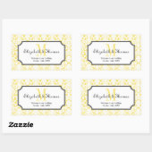 町の抱き枕のモノグラム黄色のダマスクフレーム 長方形シール (シート)