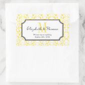 町の抱き枕のモノグラム黄色のダマスクフレーム 長方形シール (バッグ)