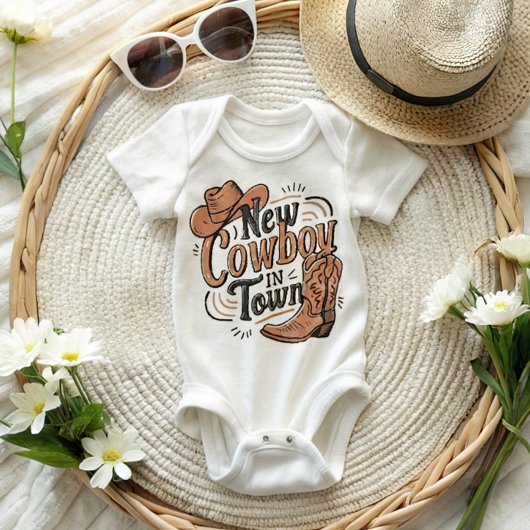 町の新しいカウボーイ ベビーボディスーツ