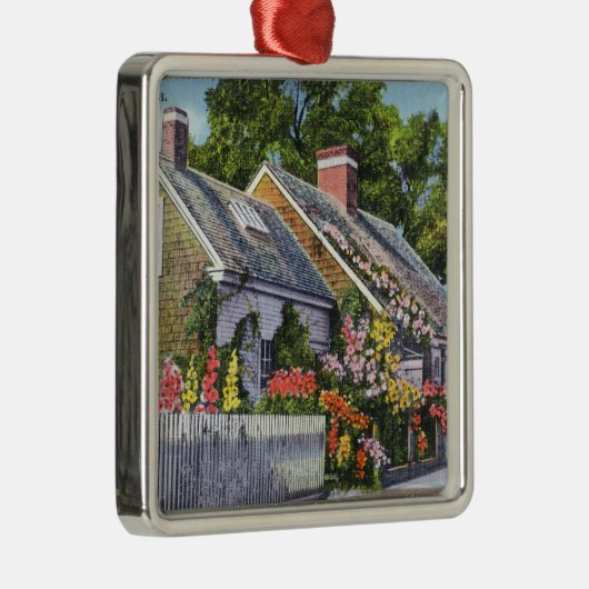 町の最も古い家の外観 メタルオーナメント (右)