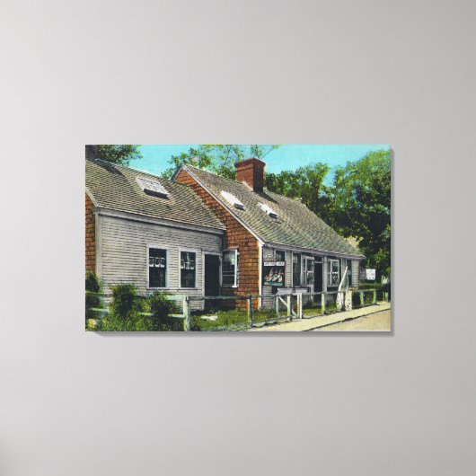 町の最古の家の眺め キャンバスプリント (正面)