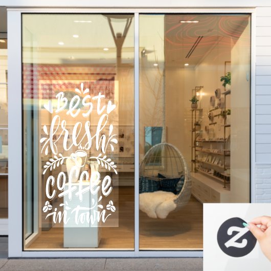 町の最高の新鮮なコーヒー、田舎の喫茶店 ウィンドウサイン (店舗窓)