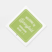 町の歓迎サイン人口グリーンベビーシャワー スタンダードランチョンナプキン (角)